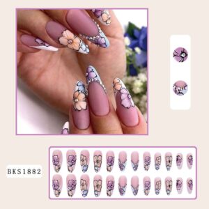 Alternative view of Nail Art Almond Nails Finished Wearable Nails Mid-Length Nail Art Patch Ins Style Hot Girl