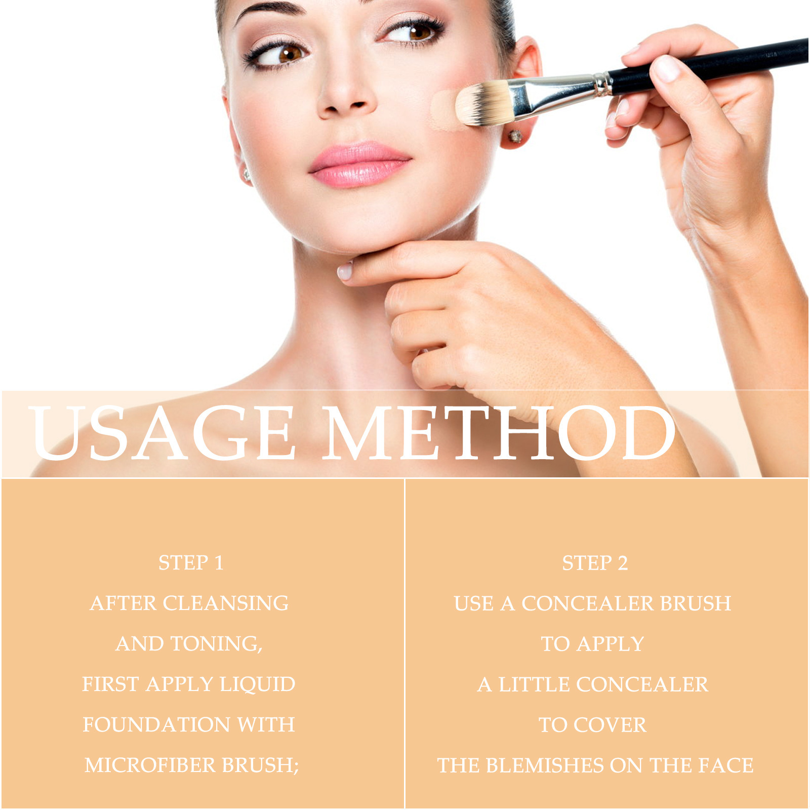 2 In 1 Foundation + Concealer, Blemish Print Natural Concealer Long-Lasting Makeup Invisible Pore Concealer - Image 6
