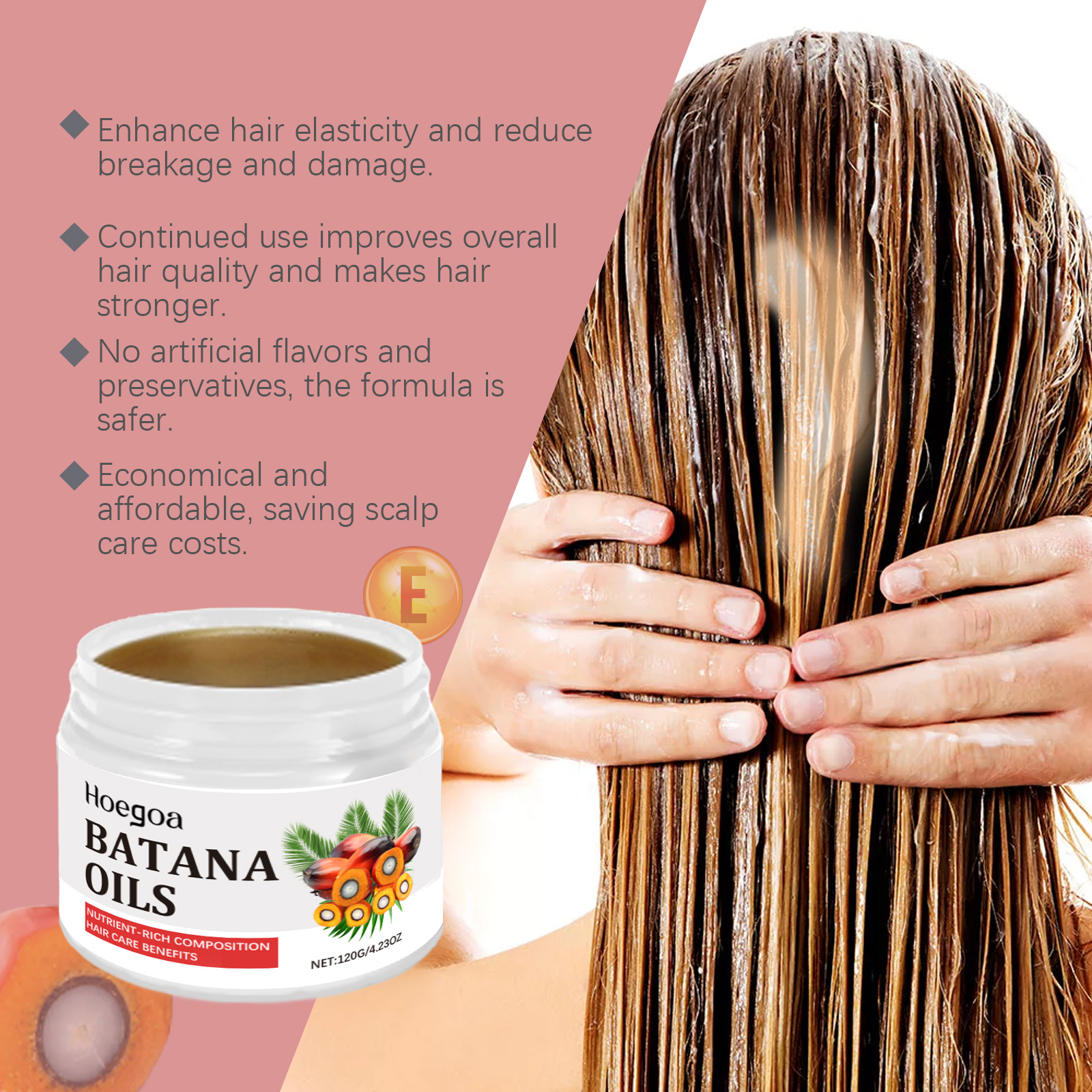 Hoegoa Batana Hair Care Oil Gently Nourishes Hair Follicles, Repairs Frizzy, Dry And Smooth Hair - Image 3