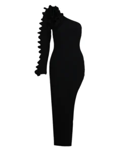 Fashion Party Dresses For Women Sexy One Shoulder Irregular Long Gowns Black Bandage Female Clothing Free Shipping