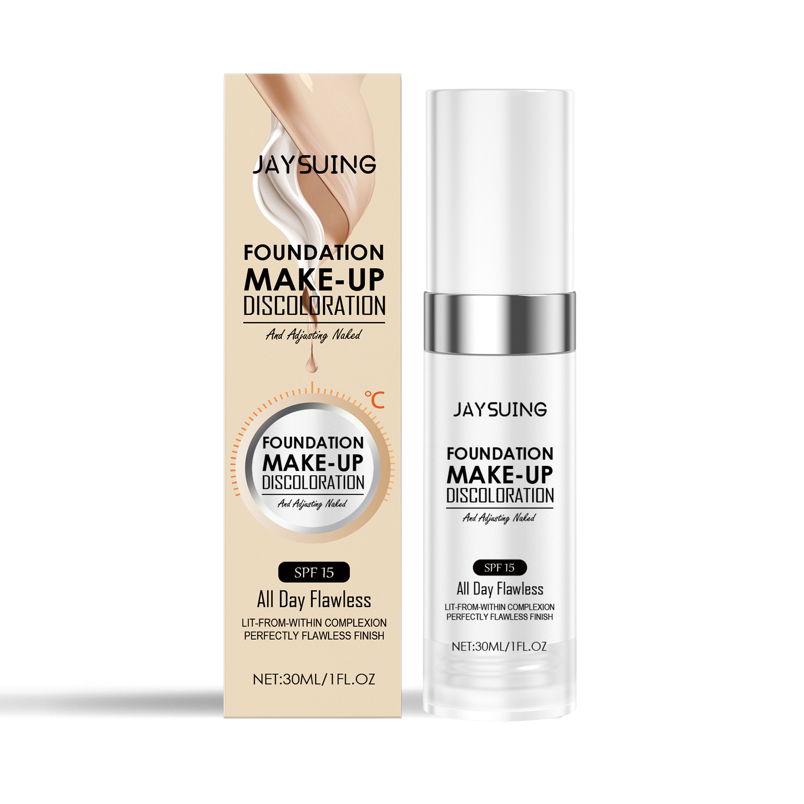 Jaysuing Warm Change Liquid Foundation, Moisturizing Natural Concealer Long Lasting Moisture Without Dehydrating Makeup