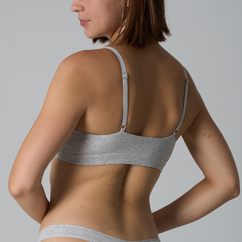 Deep V Sexy Pure Cotton Wire-Free Bra Comfortable Home Underwear - Image 3