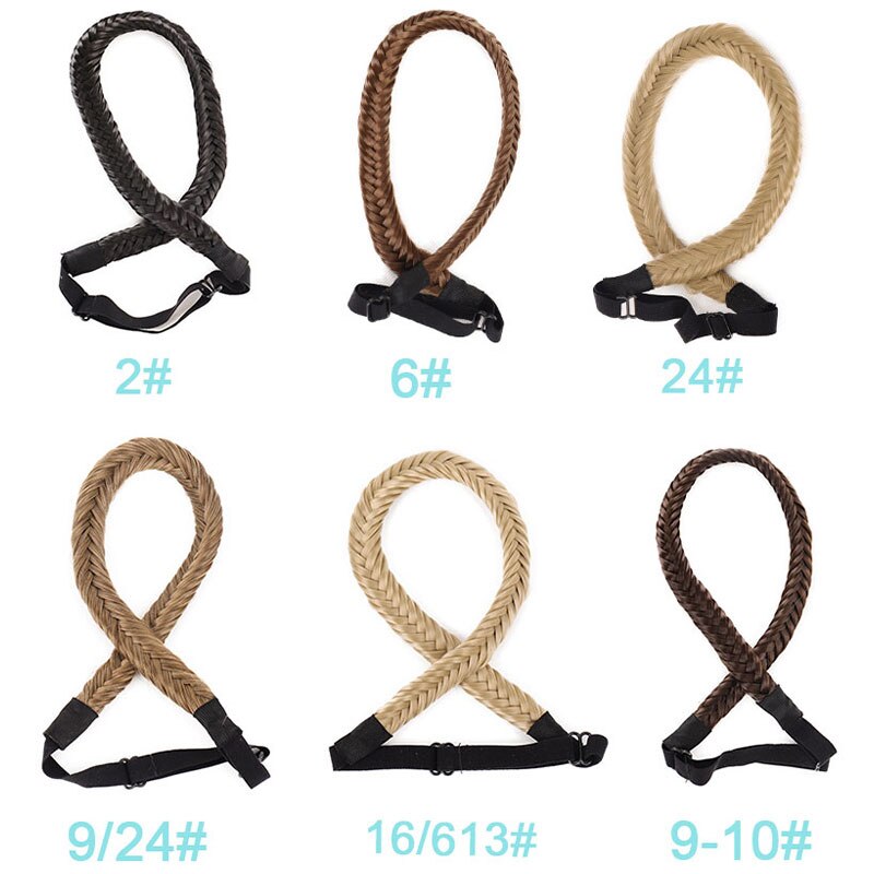 16Inch Synthetic Wig Female Fishbone Hairband Woven Twist Braid Multicolor Adjustable Hair Accessories - Image 2
