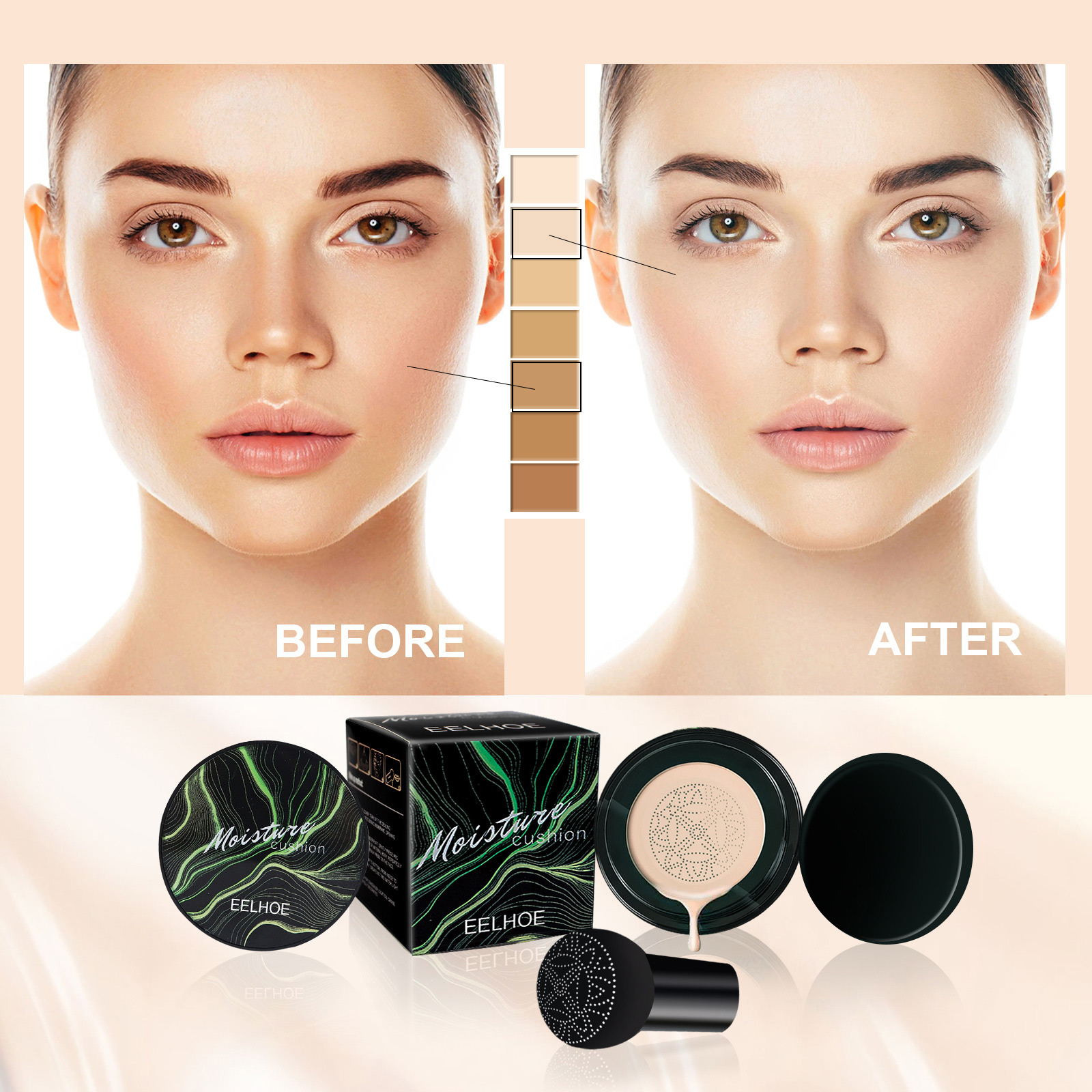 Moisture Cushion, Hides Facial Blemishes And Brighens Natural Nude Foundation Cream - Image 6