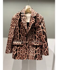 Alternative view of Explosive leopard print fashion genuine leather sheepskin high-end feeling slim fit suit design sense loose and versatile top