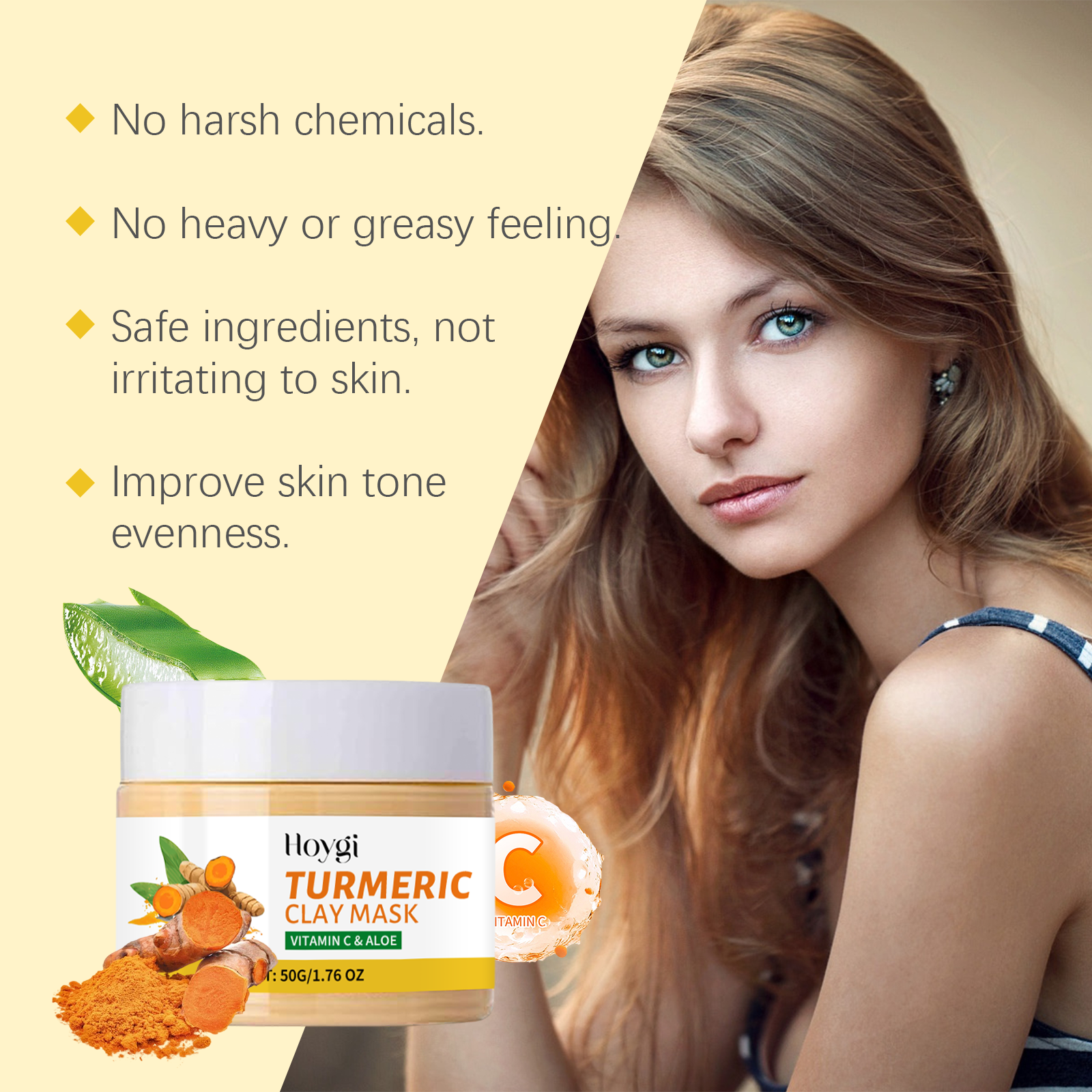 Hoygi Turmeric Mud Film Gently Cleans Skin Pores, Moisturizes Skin Care, Moisturizes Moisture, Locks Water And Moistens Soft Mud Film - Image 4