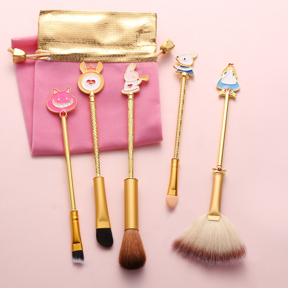 Midi Fox Alice Makeup Brush Set Powder Brush Blush Brush Eyebrow Brush Sponge Stick - Image 4