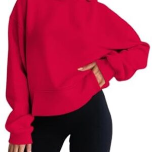 Hoodies for Women Sweatshirt Women Sweatshirt Crop Hoodie Fleece Long Sleeve Pullover Tops Autumn Winter Clothes with Pockets, red, M  Amazon.de: Fashion