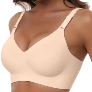 HORISUN Comfortable Seamless Full Coverage Bra for Women, Wireless Bras with Soft Support, Regular and Large Sizes, skin-coloured, XXL. Fashion