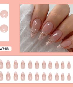 Irregular Pearlescent Phnom Penh French Manicure Sweet Ins Style Almond Nail Glitter French Manicure Wearable Manicure
