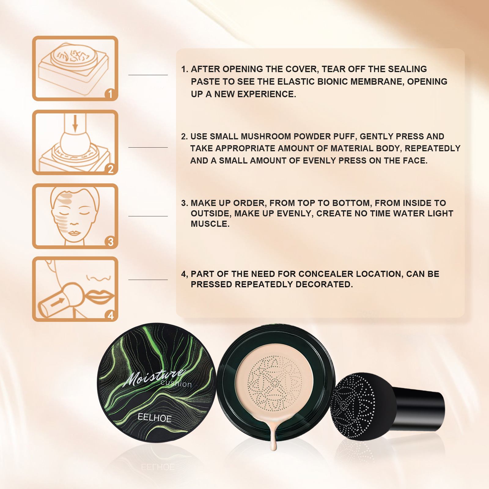 Moisture Cushion, Hides Facial Blemishes And Brighens Natural Nude Foundation Cream - Image 7