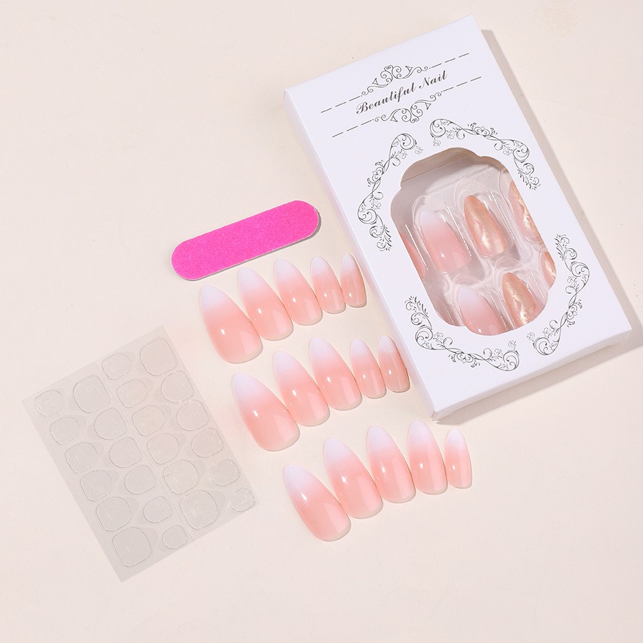 New wearable nail gradient glitter manicure patches almond-shaped nails fake nail patches - Image 3