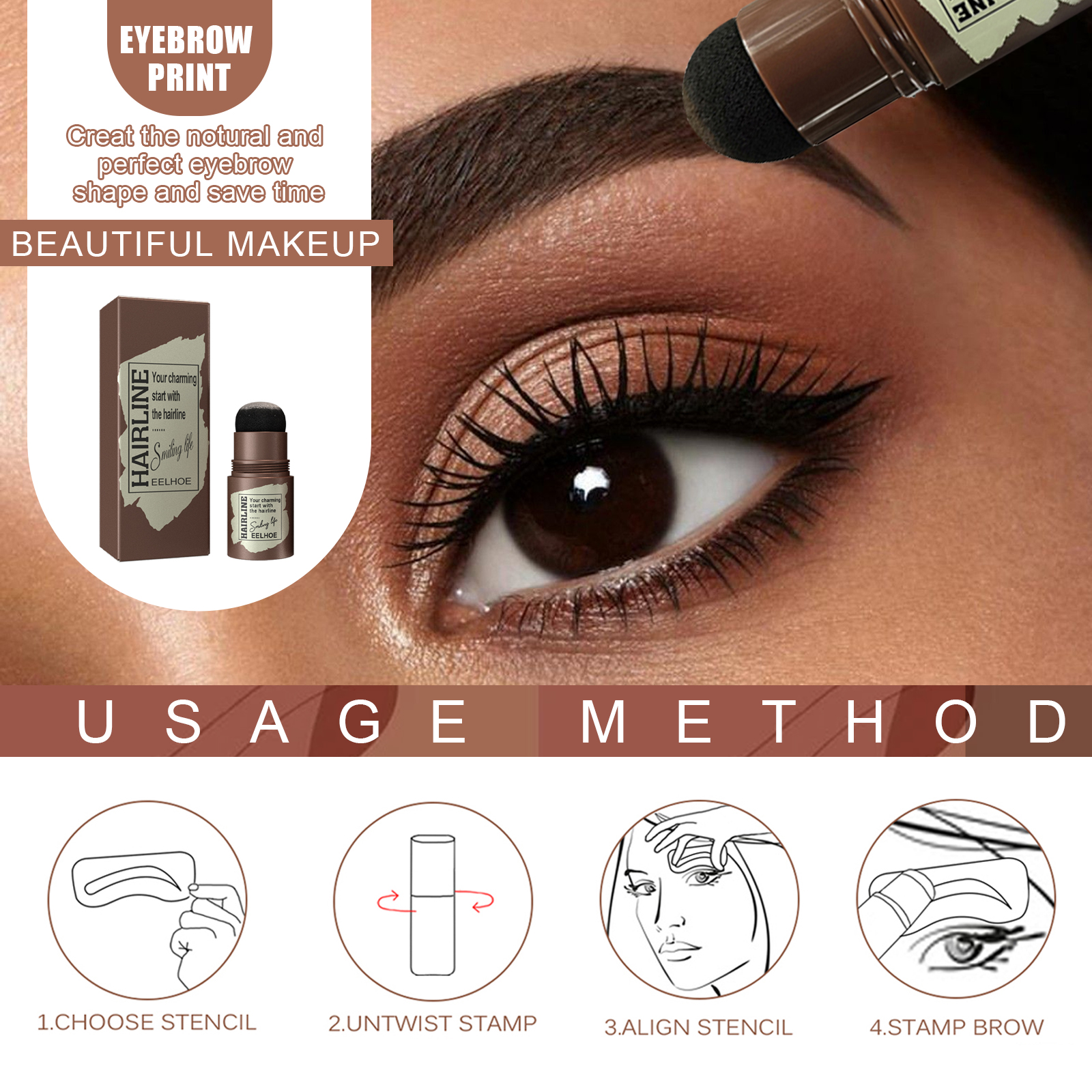 EELHOE Hairline And Eyebrow Marks (Black) Eyebrow Cakes, Hairline And Eyebrow Marks, Natural And Lazy Eyebrows, Quick Makeup For Eyebrow Marks - Image 5