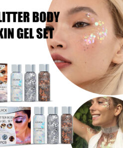 Alternative view of EELHOE Shining Body Skin Gel (Silver) Makeup Fish Scale Sequin Gel Sequin Stage Performance Makeup Props Eyeshadow