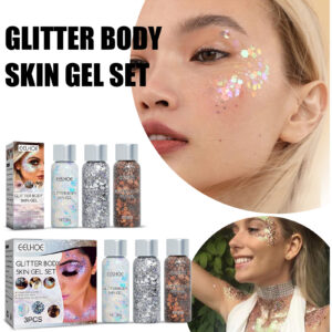 Alternative view of EELHOE Shining Body Skin Gel (Silver) Makeup Fish Scale Sequin Gel Sequin Stage Performance Makeup Props Eyeshadow