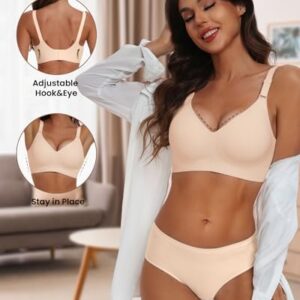 Alternative view of HORISUN Comfortable Seamless Full Coverage Bra for Women, Wireless Bras with Soft Support, Regular and Large Sizes, skin-coloured, XXL. Fashion