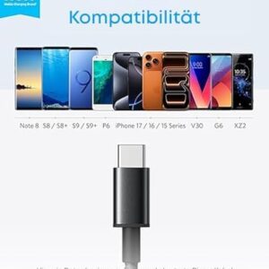 Alternative view of Anker USB-C/USB-A Cable [Pack of 2] 1.8 m Nylon Type C Charging Cable for Samsung Galaxy S10 S9 S8 Plus, Note 9 8, LG G5 G6 V20, HTC 10 U11, Huawei Honor, P20 Lite P10 P9, Mate9 10 etc (Black)  Amazon.de: Computer & Accessories