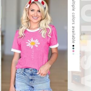 Alternative view of Dresswel Women's Let It Be T-Shirt Daisy Graphic Print T-Shirt Short Sleeve Crew : Fashion