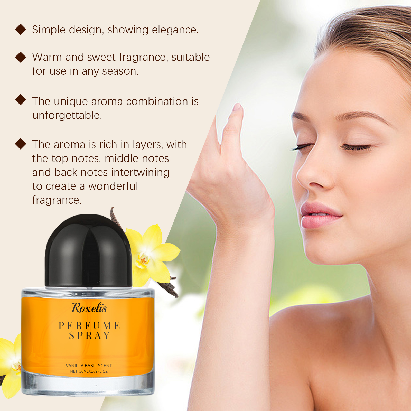 Vanilla Basil Perfume Mild Niche Vanilla Light Fragrance Stay Fragrance Lasting Dating Charm Natural Light Elegant Perfume - Image 3