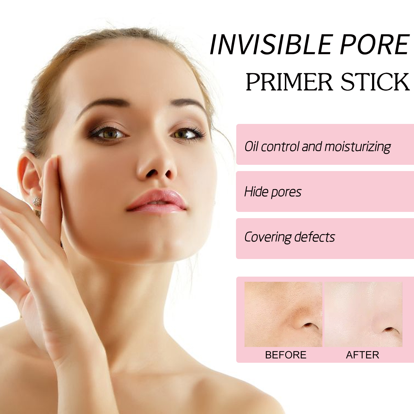 Pore Invisible Stick, Brightening Skin Tone Concealer Invisible Pore Smoothing Pre-Makeup Stick - Image 5