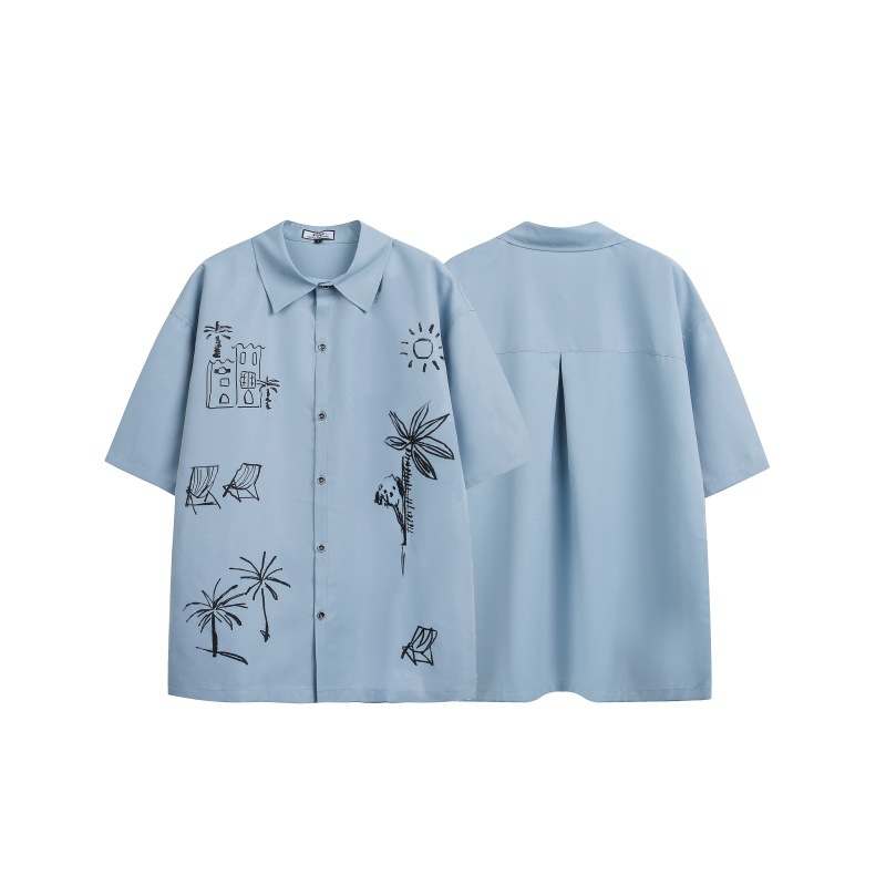 Hand drawn free element men's and women's loose shirt - Image 5