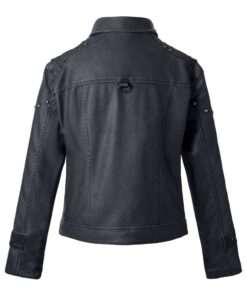 Alternative view of Subcultural punk motorcycle vintage black leather jacket for women