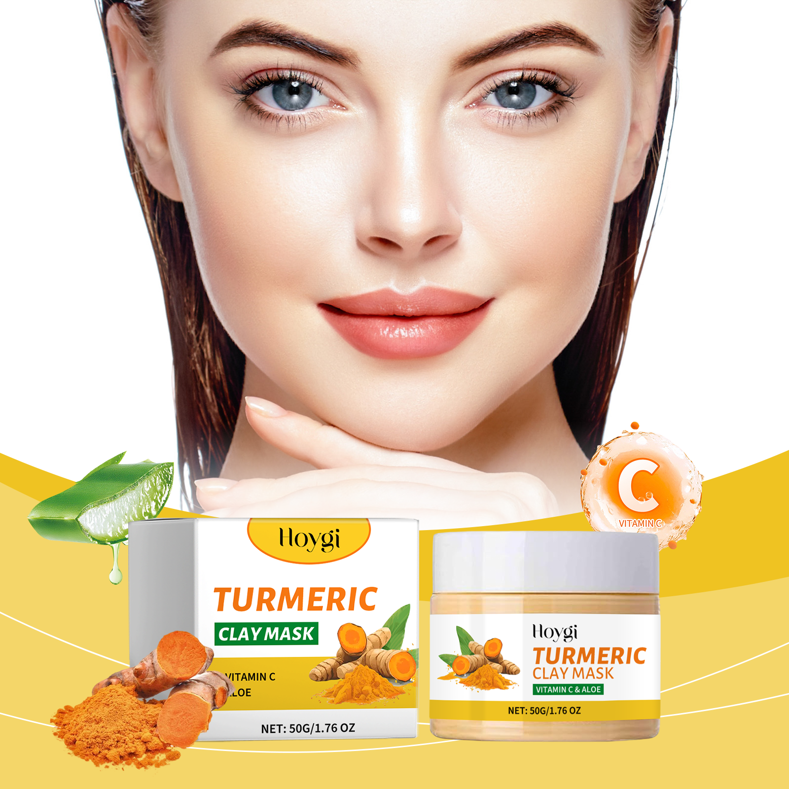 Hoygi Turmeric Mud Film Gently Cleans Skin Pores, Moisturizes Skin Care, Moisturizes Moisture, Locks Water And Moistens Soft Mud Film - Image 2