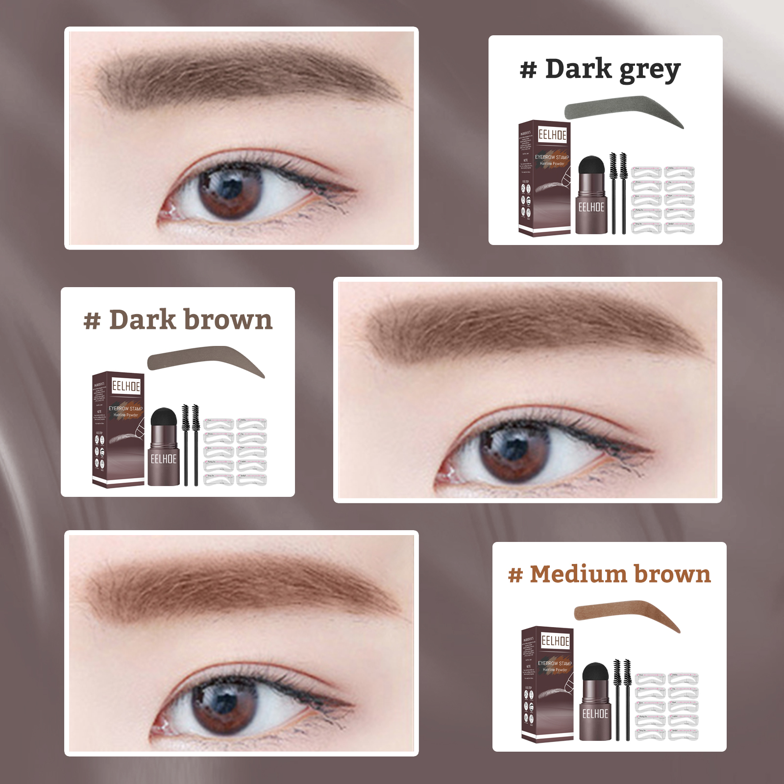 EELHOE Brow Print Mold Thrash Lazy Eyebrows Fill Makeup Brow Cake Waterproof Hairline Powder - Image 4
