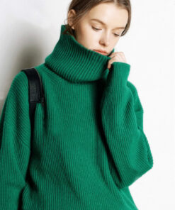 Autumn and winter high neck sweater for women, European and American style, thick and loose short style, pullover, free collar, lazy knit base sweater