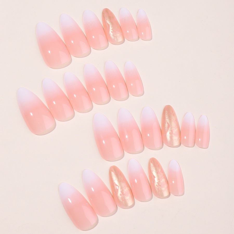 New wearable nail gradient glitter manicure patches almond-shaped nails fake nail patches - Image 5
