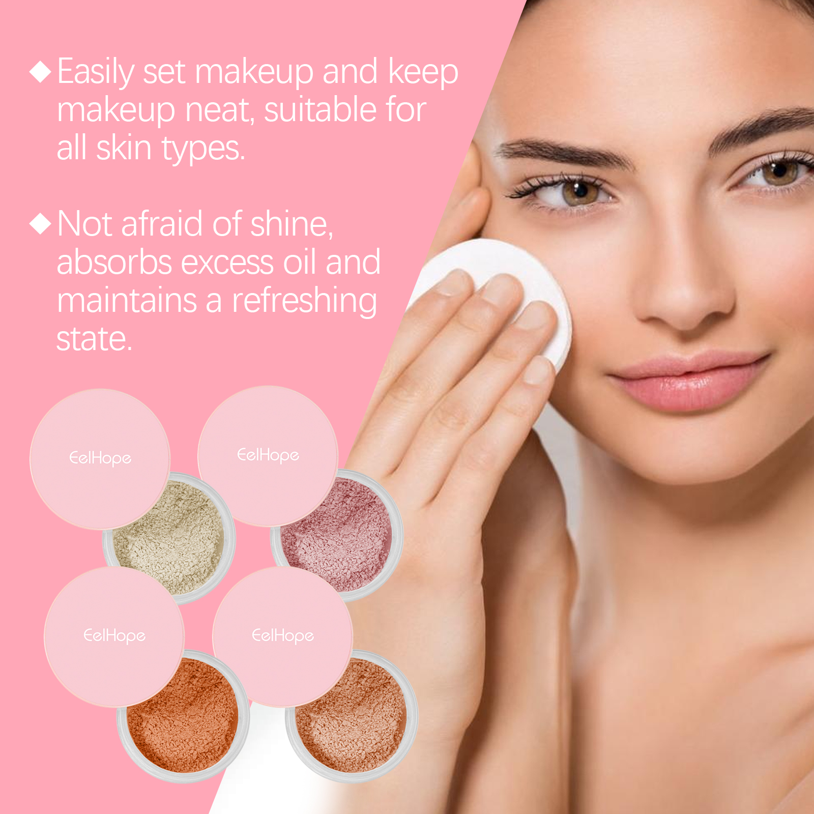 Eelhope The Setting Powder With Brush (Beige) Has A Natural, Light, Fine, Breathable And Snaky Look. It Is Suitable For Both Dry And Wet Use And Can Last For A Long Time Without Fading - Image 3