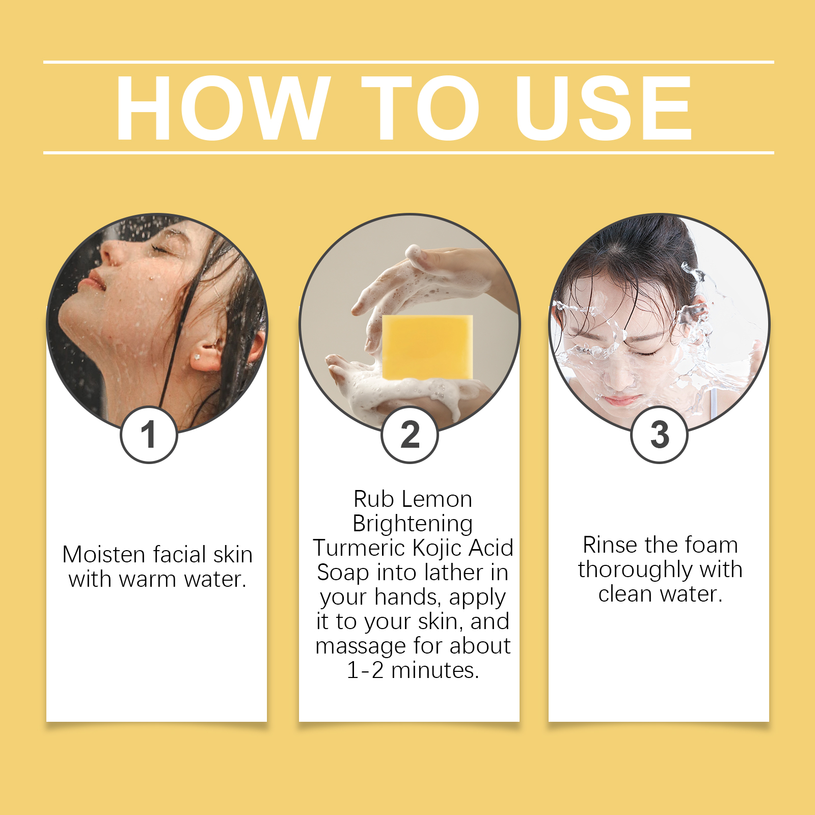 EELHOE Lemon Turmeric Acid Soap, Gently Cleanses, Moisturizes And Brightening Skin Square Cleanser - Image 7