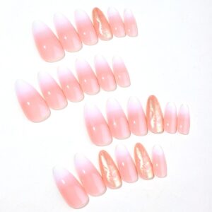 Alternative view of New wearable nail gradient glitter manicure patches almond-shaped nails fake nail patches