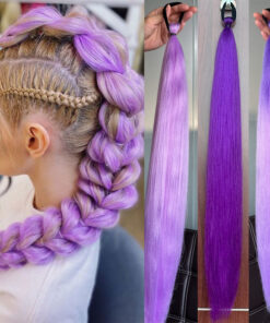 2-piece set of girls' rubber band ponytail wig boxing braid colorful elastic rope braid ponytail wig hair extensions