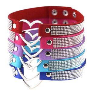 Alternative view of Japan's Harajuku Soft Girl Black Rhinestone Peach Heart Love-Shaped Collar Women's Neck Strap Collarbone Necklace Short