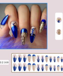 Alternative view of Cross-border palace style diamond wearable nail patches long gold foil nail polish wearable nail patches