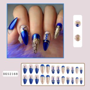 Alternative view of Cross-border palace style diamond wearable nail patches long gold foil nail polish wearable nail patches