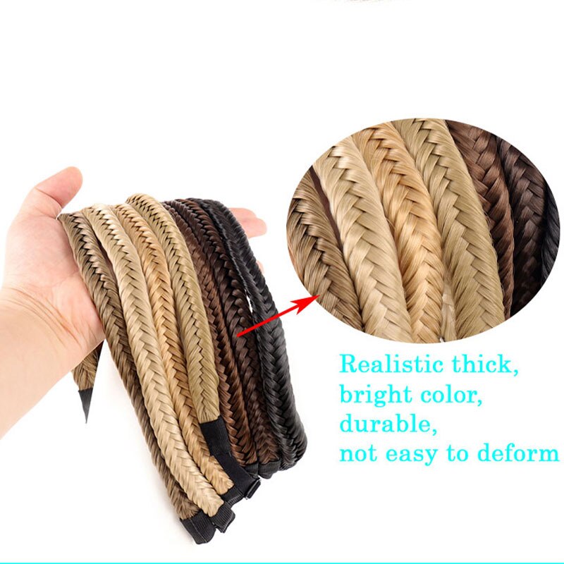 16Inch Synthetic Wig Female Fishbone Hairband Woven Twist Braid Multicolor Adjustable Hair Accessories - Image 4