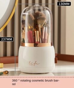 Cosmetic Brush Storage Bucket Organizer Rotating Brush Tube