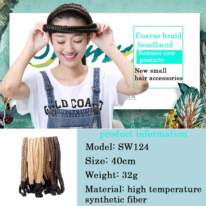 16Inch Synthetic Wig Female Fishbone Hairband Woven Twist Braid Multicolor Adjustable Hair Accessories - Image 6