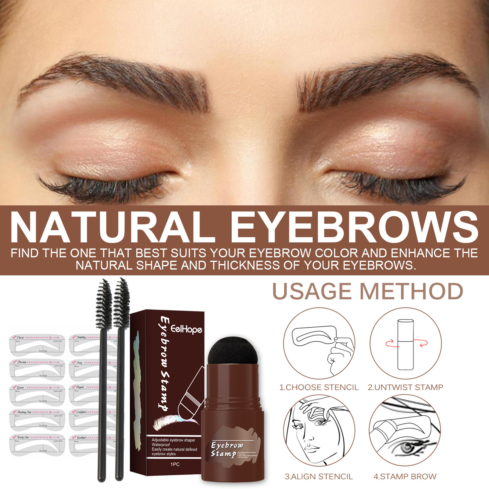 Brow Print Set Quick Brow Makeup Lazy Hairline Powder Repair Natural Waterproof Contouring Shadow - Image 9