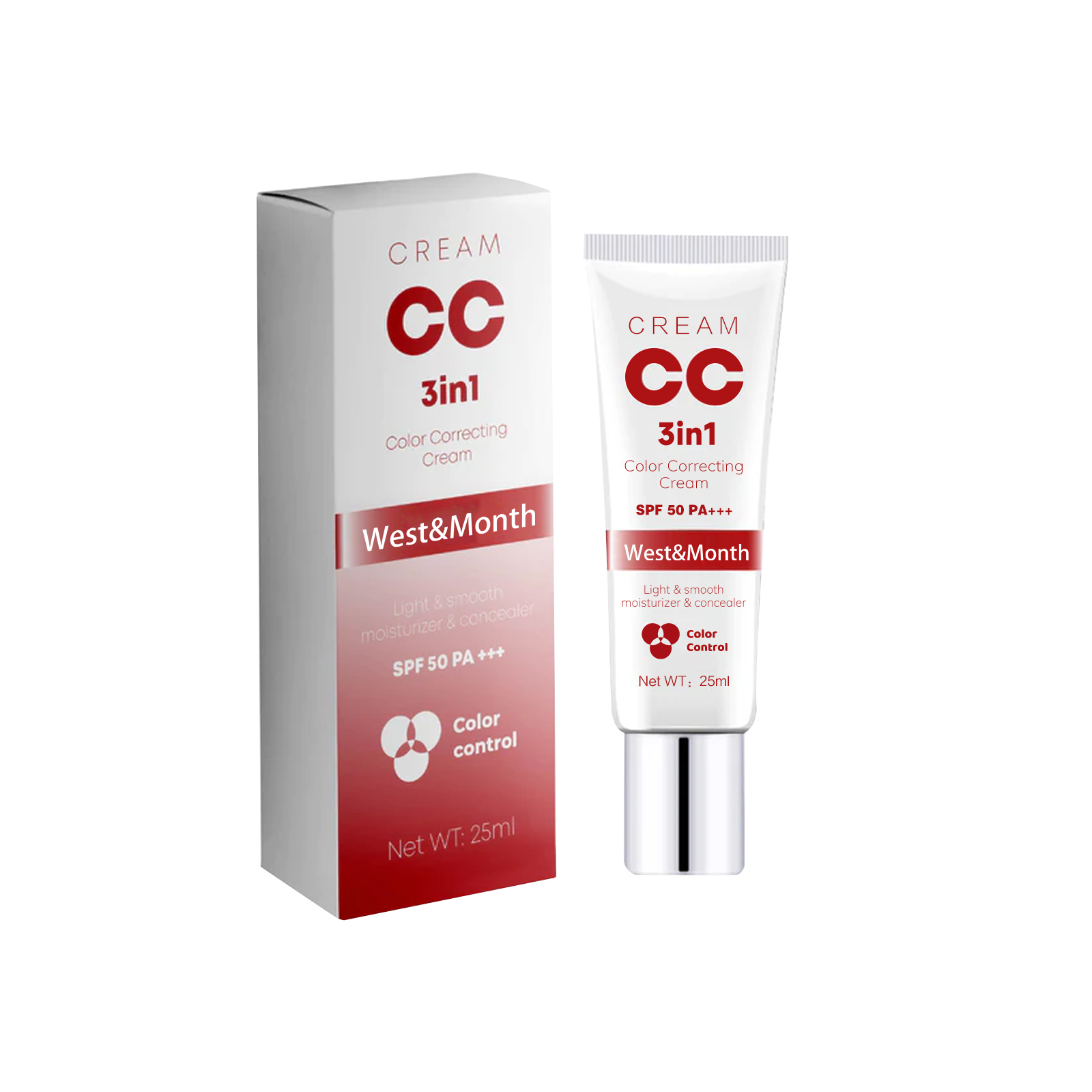 West&Month 3 In 1 Color Correcting Cream, Cover Dark Spots, Moisturize Skin Care And Isolate Foundation - Image 3