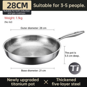 Alternative view of 30cm Pure Titanium Nonstick Frying Pan - Coating-Free Patterned Meat Pan, Home Cooking Kitchen Utensil