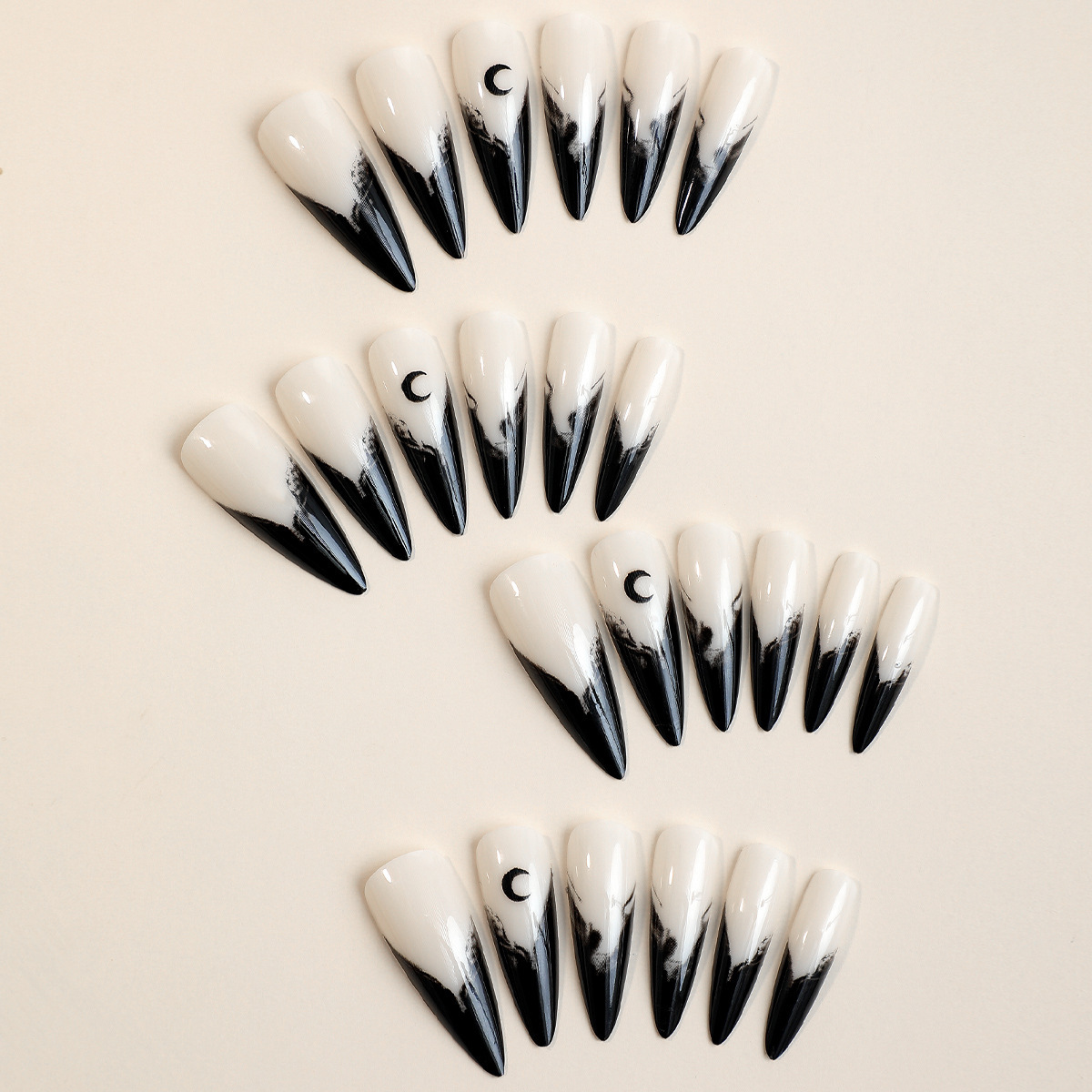 Milky white powder gradient long drop-shaped manicure, high-end fake nail patch wearable nail patch - Image 6