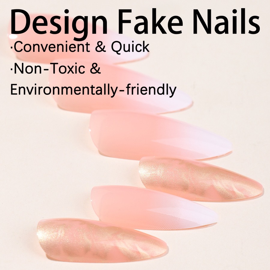 New wearable nail gradient glitter manicure patches almond-shaped nails fake nail patches - Image 6