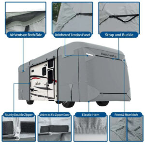 Alternative view of Umbrauto Class A RV Cover Upgraded Heavy Duty 7 Layers Top Windproof Breathable Class A Motorhome Camper Cover,Grey