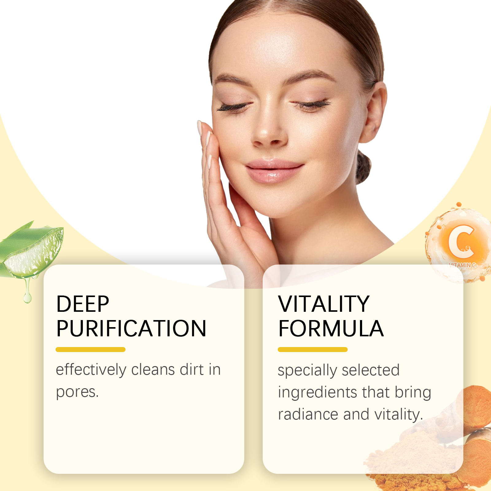 Hoygi Turmeric Mud Film Gently Cleans Skin Pores, Moisturizes Skin Care, Moisturizes Moisture, Locks Water And Moistens Soft Mud Film - Image 3