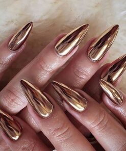 Wearable Nails European and American Style Electroplated Fake Nails Bronze Wearable Patch Manicure Nail Finished Products
