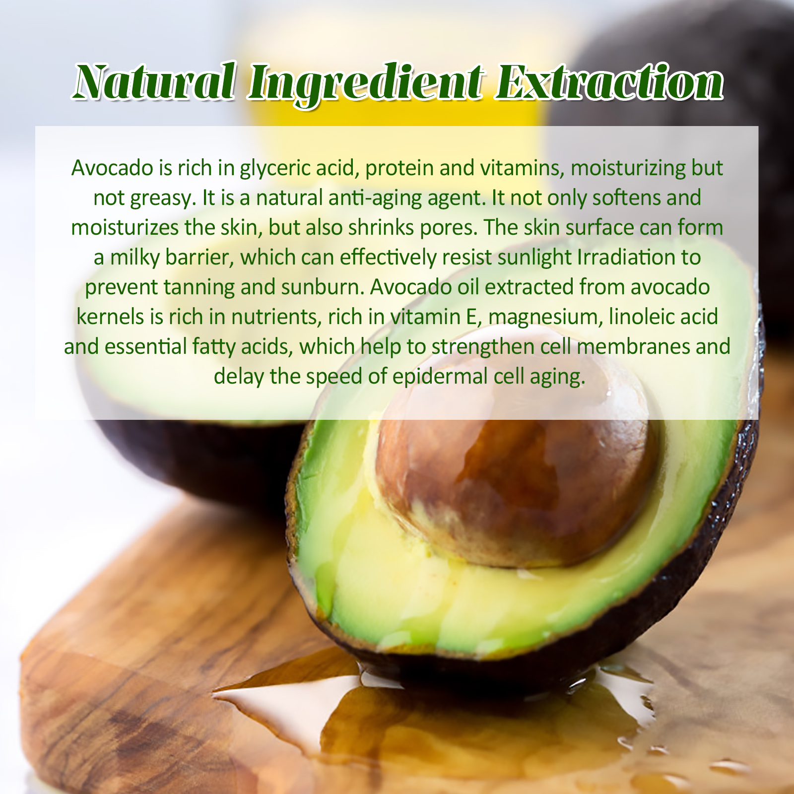 Jaysuing Avocado Serum, Brightening Facial Tone, Lightening Fine Lines, Moisturizing Skin Essence - Image 5