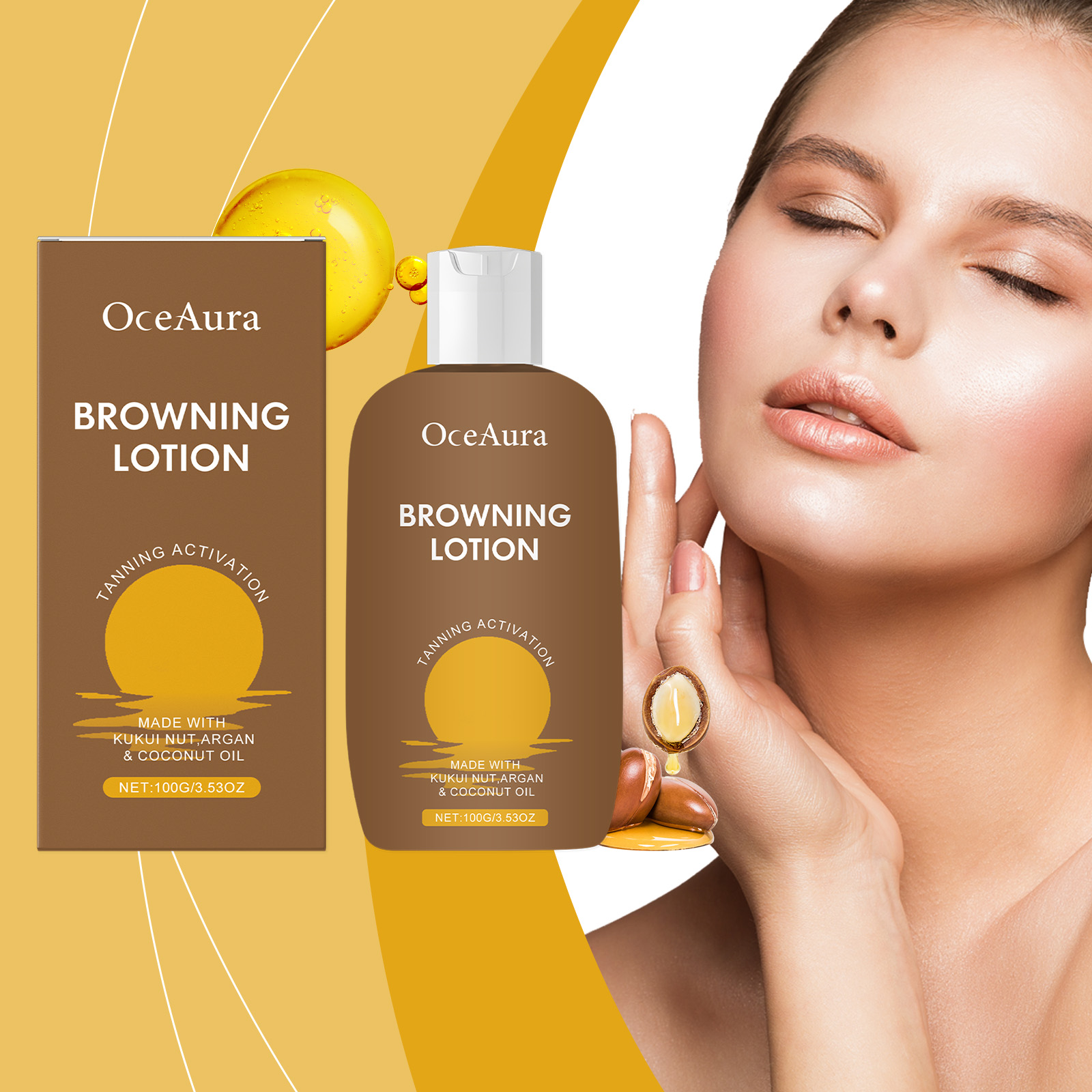 OceAura Skin Tanning Lotion Summer Skin Tanning Treatment Hydrating And Glossy Herbal Essence - Image 2